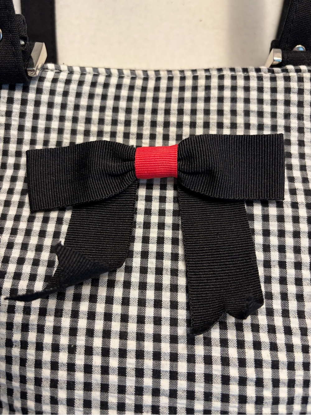 BracianoBlack & White Gingham Tote with Bow Accent - Picture 2 of 8